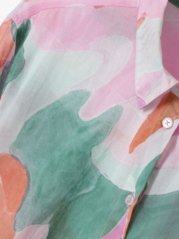 Camisa fluida de manga comprida - Verde Pastel
