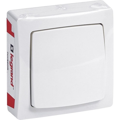 Poussoir - simple - complet - en saillie - blanc