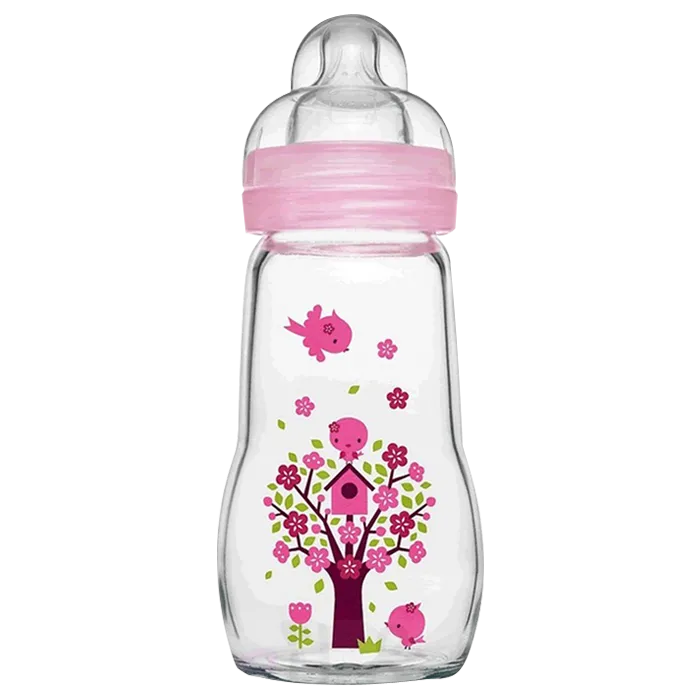 Biberon Verre 260ml + Tétine Débit 2, Coloris aléatoire - 1 Biberon