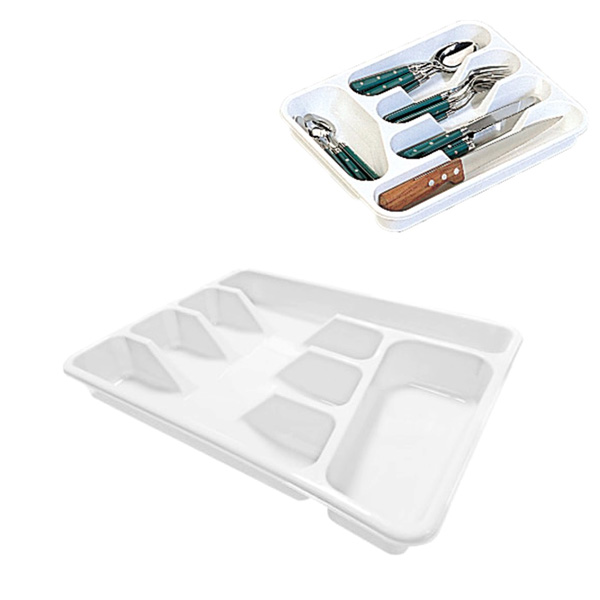 Range couverts en plastique blanc