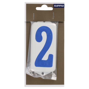 GAMMA huiscijfer 2 emaille wit /blauw