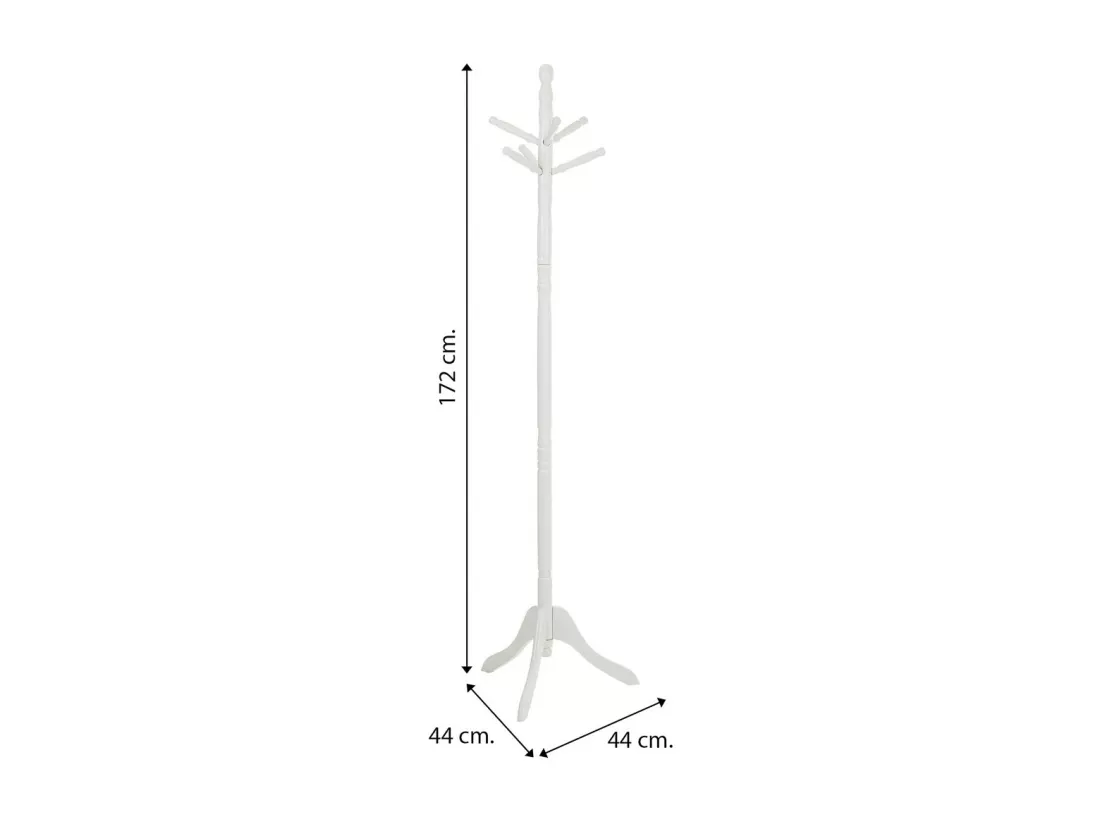 Porte-manteau sur pied en bois blanc 44x44x172h