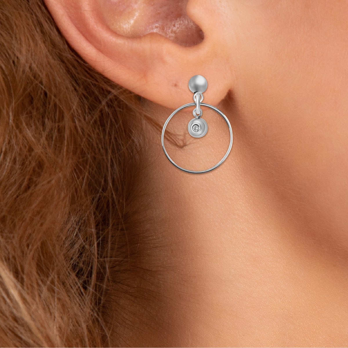 Boucles d'oreilles SC Crystal ornées d'un véritable diamant blanc