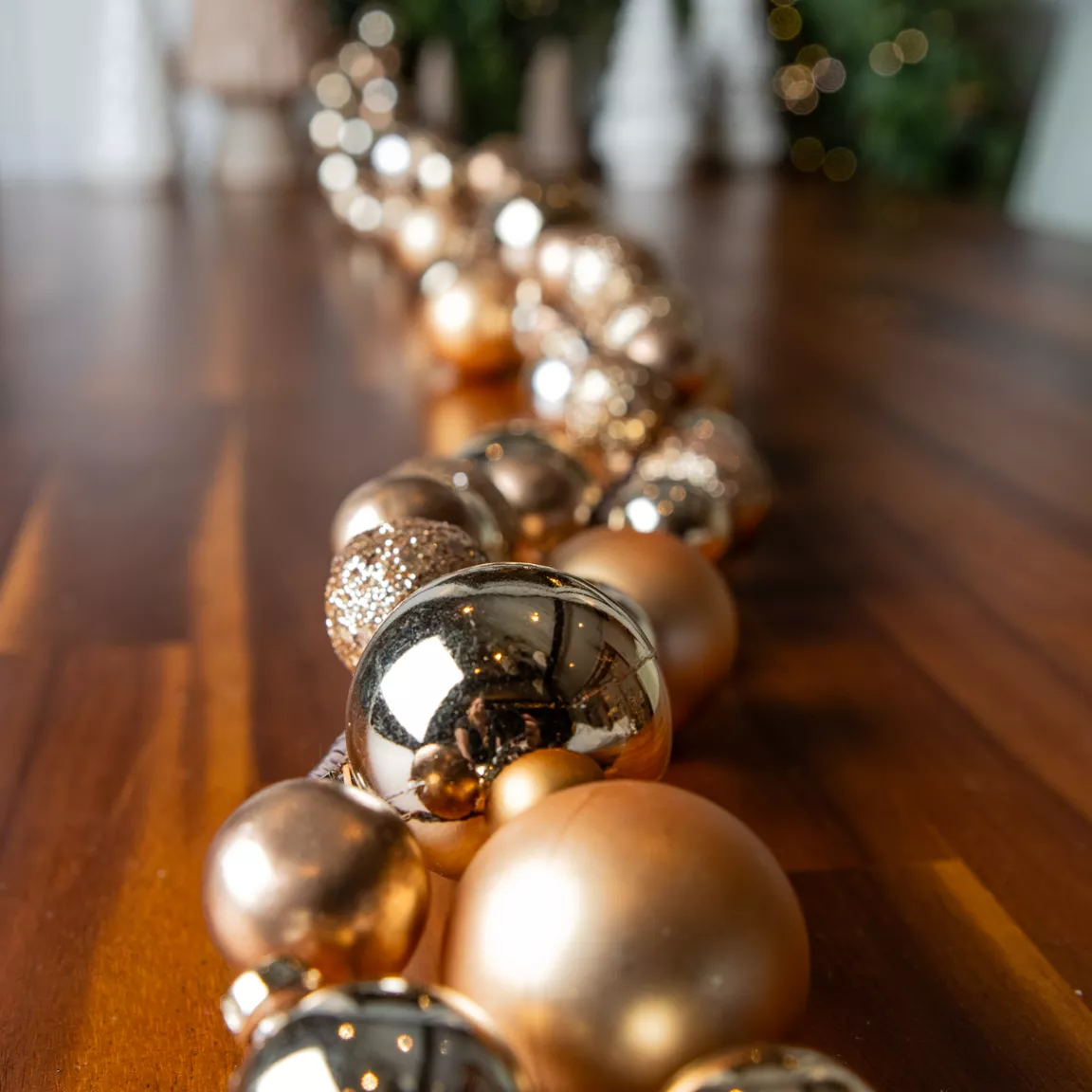 Guirlande de Noël (180 cm) Boules de Noël Or