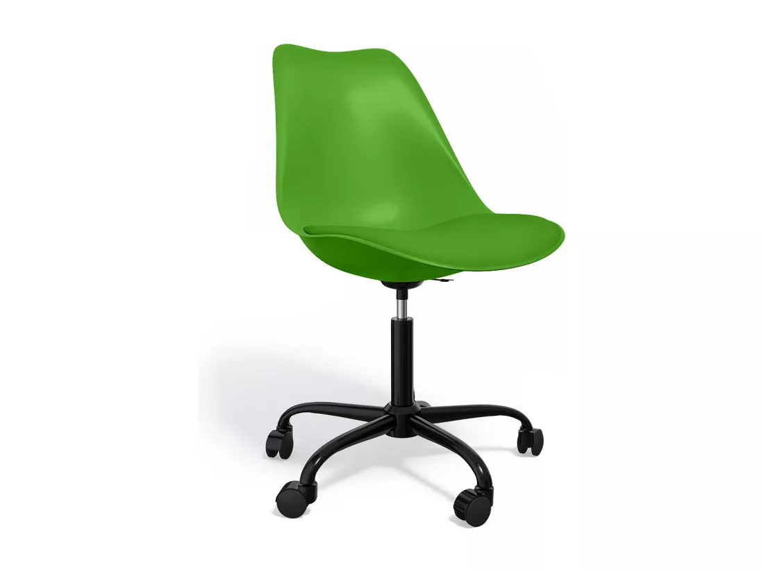 Chaise de bureau avec roulettes - Chaise de bureau pivotante - Structure noire Tulip Vert