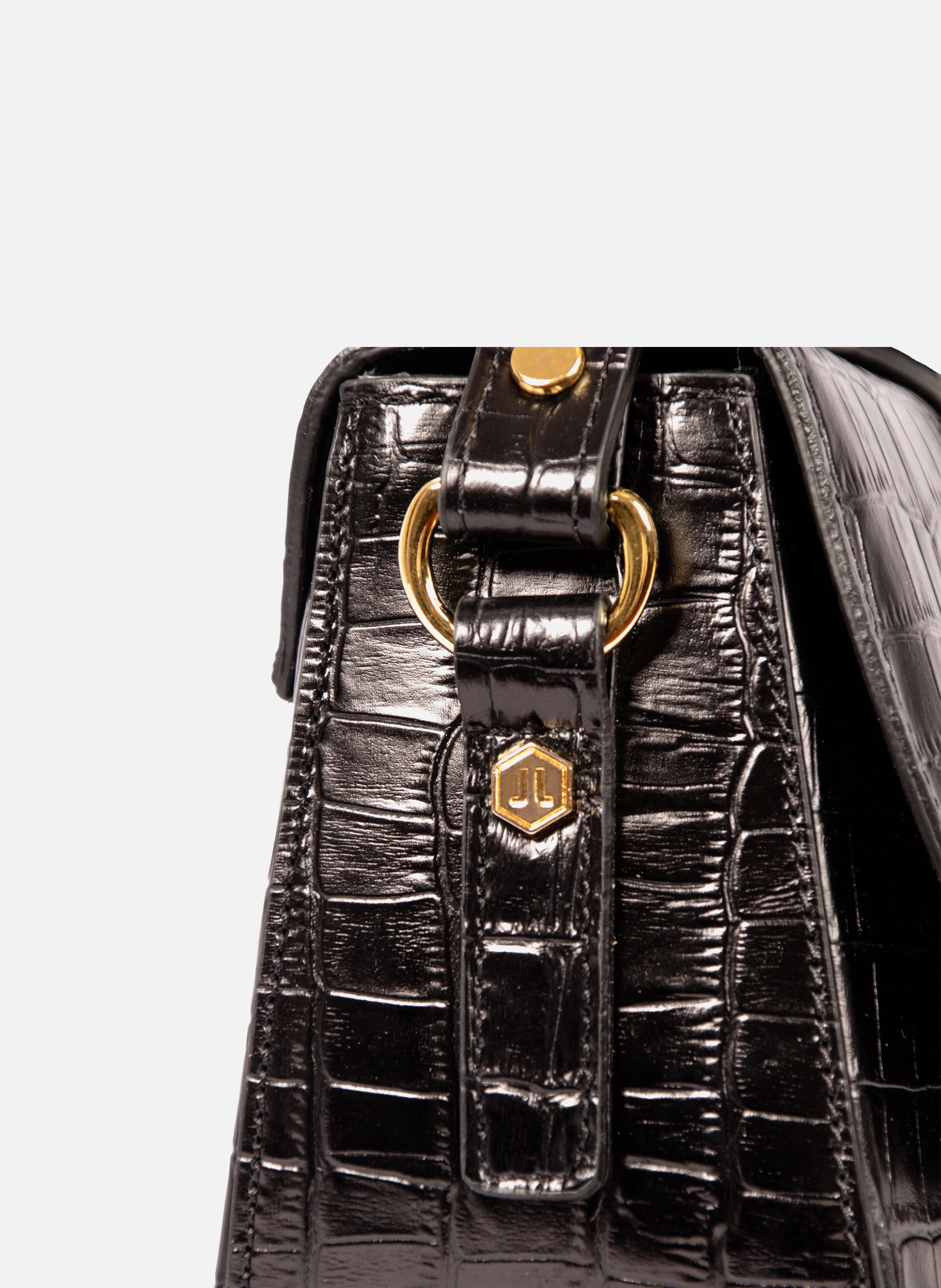 Sac boucle cuir imprimé croco | Noir