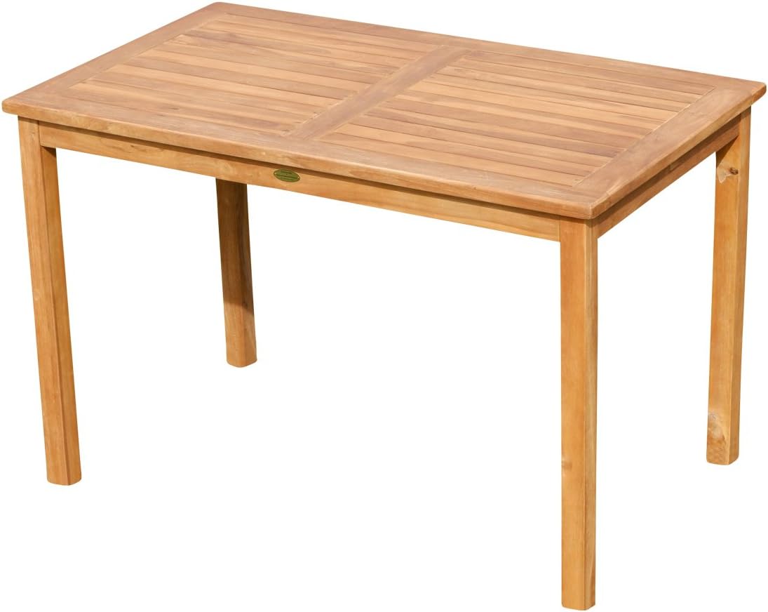 ALEOS. echt Teak Holztisch 120x70 cm Gartenmöbel Gartentisch Garten Tisch Holz sehr robust aus der Serie Alpen