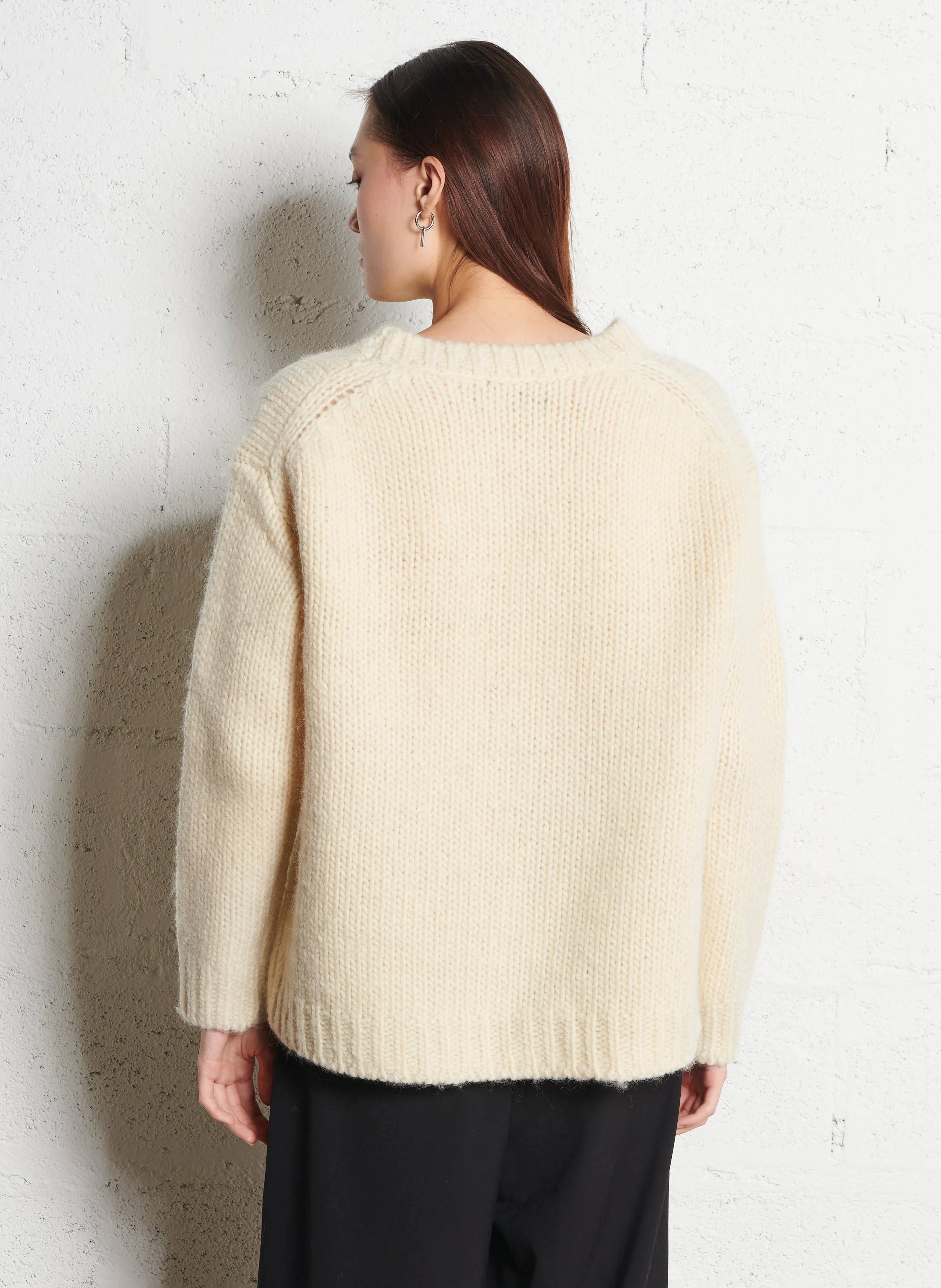 AMBRE - Pull col rond en laine | Beige