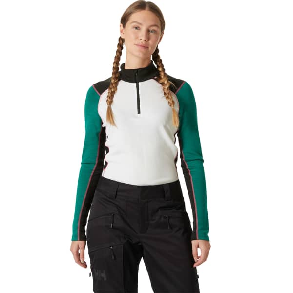 T-shirt thermique HELLY HANSEN W LIFA MERINO MIDW 1/2 ZIP EMERALD