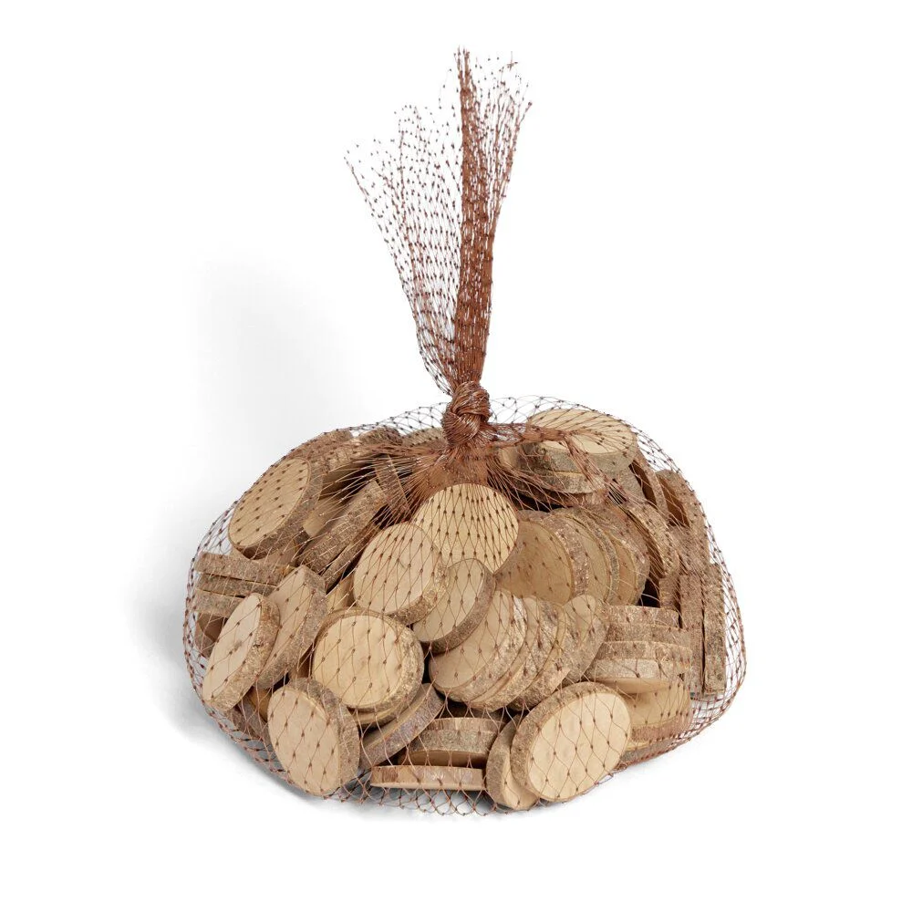 Mini rondin de bois Ø5cm dans filet 100 pièces