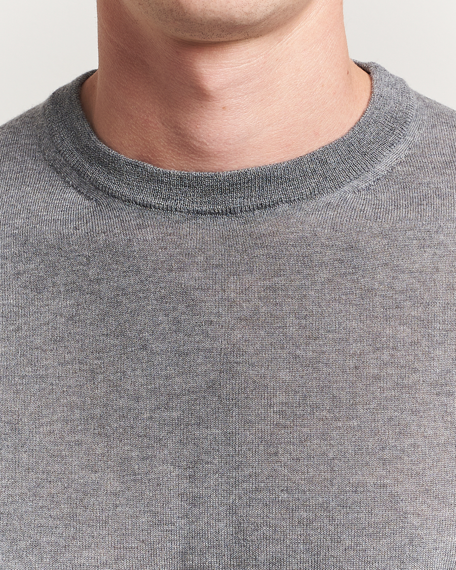 Canali Merino Wool Crew Neck Light Grey