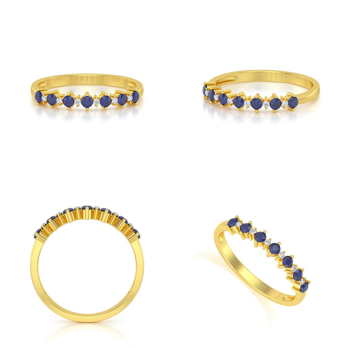 Bague ADEN Or 585 Jaune Saphir et diamants 1.7grs