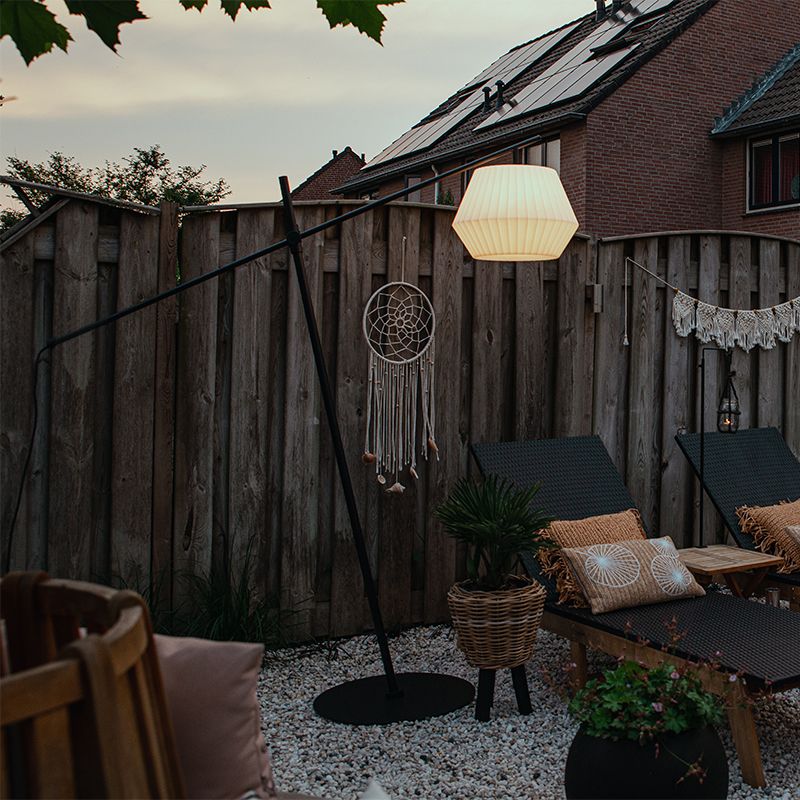 Design buiten vloerlamp zwart met witte kap IP44 - Robbert