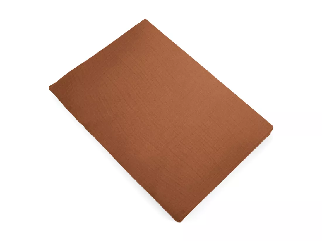 Drap plat 270x300 cm mousseline de coton MILOS marron terre cuite