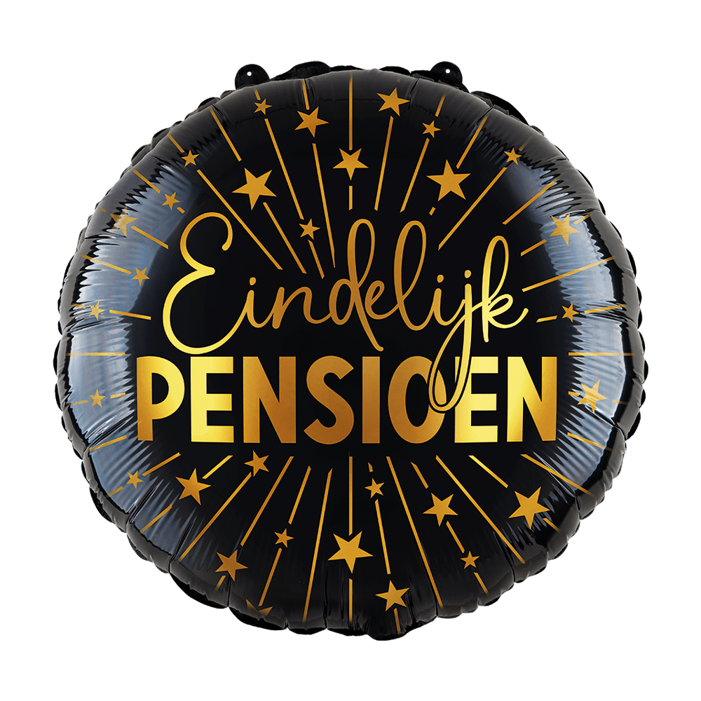 Pensioen Helium Ballon Zwart Goud Leeg 45cm