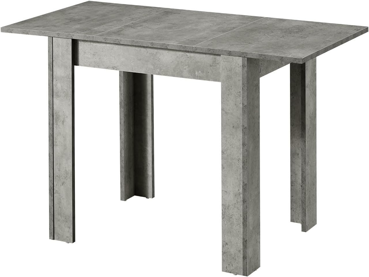B&D home® LIVIUS Esstisch, ausziehbar 80–120 x 60 cm – moderner Küchentisch in Beton Optik, platzsparend mit integrierter Aufbewahrung für Einlegeplatten, Holztisch für Küche & Esszimmer