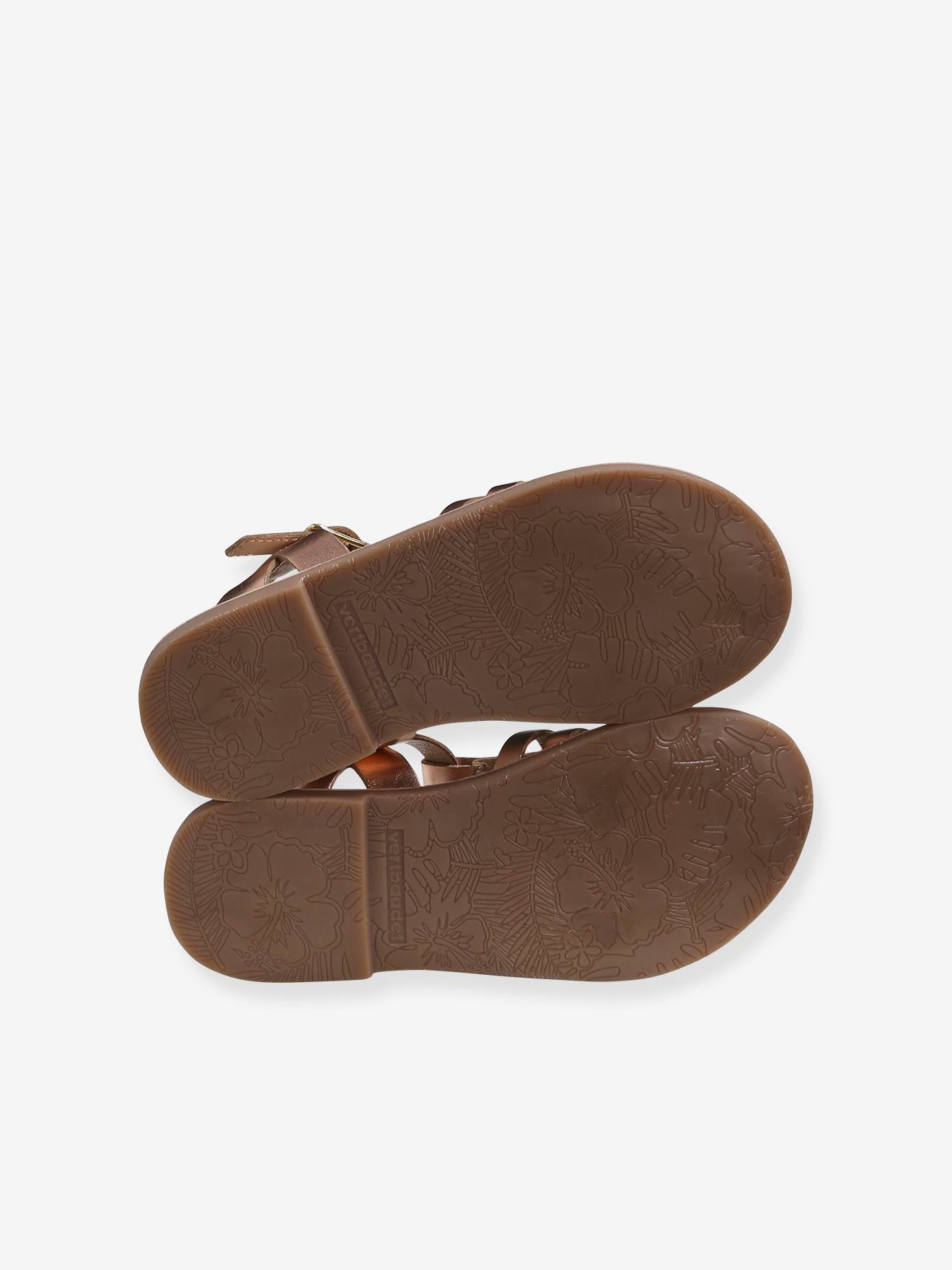 Sandálias de couro rosa metálico para meninas