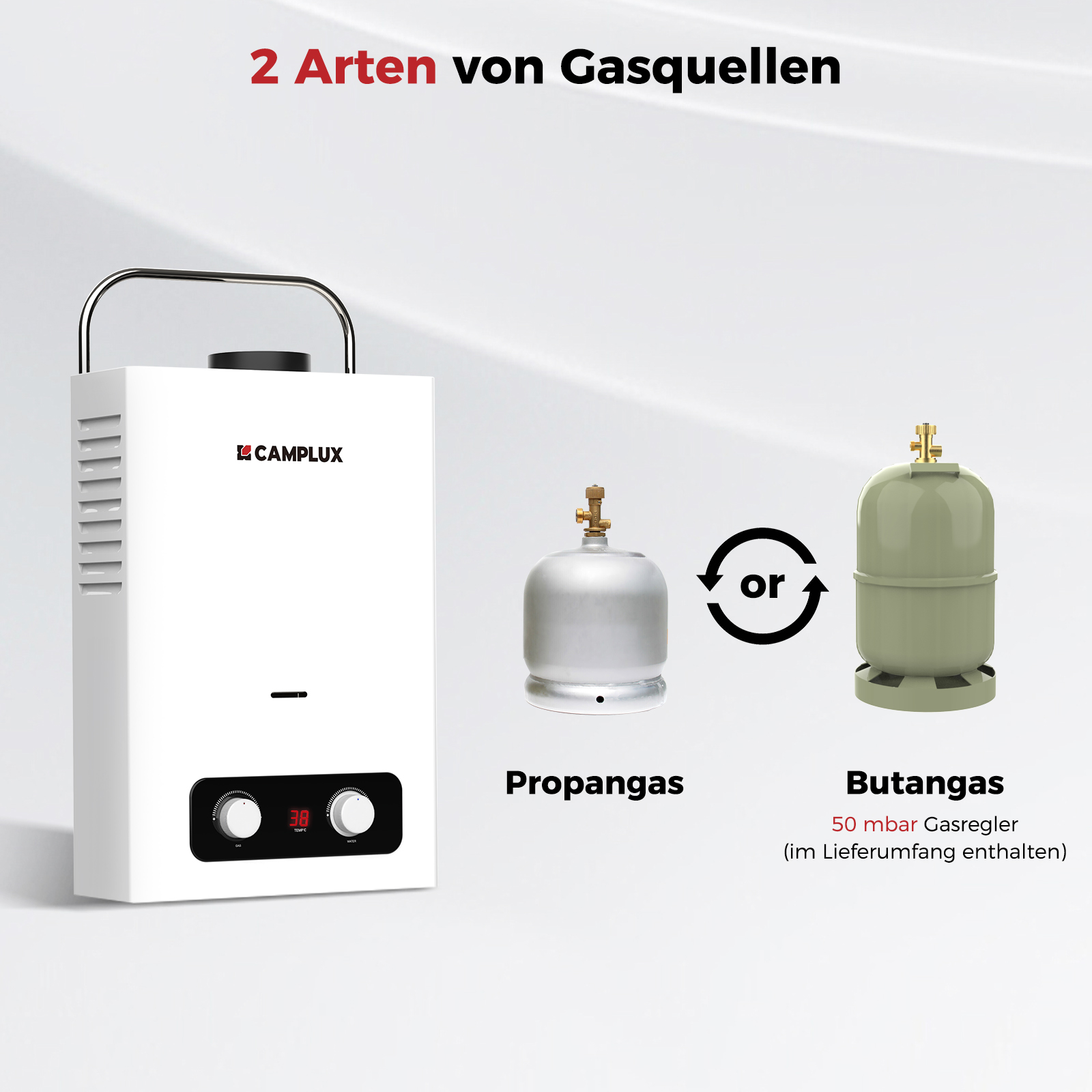 Camplux BD158 6 liter draagbare geiser - 50 mbar