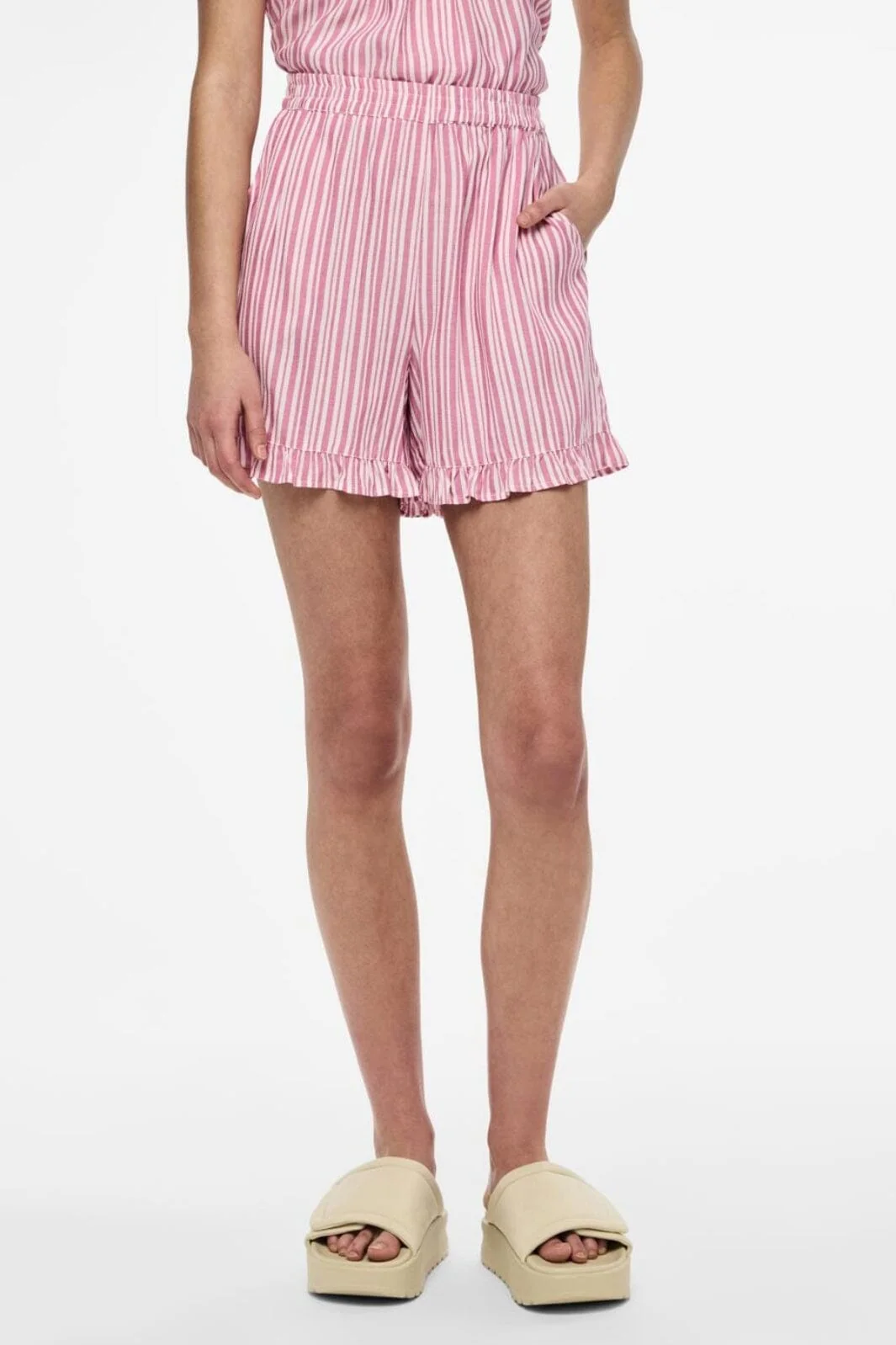 Pieces Pcalvina Shorts 4471846 ibis rose cloud dancer