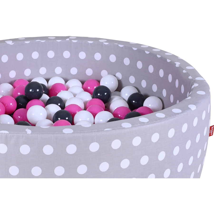 knorr toys® Bällebad soft - Grey white dots - 300 balls cremegreyrose grau