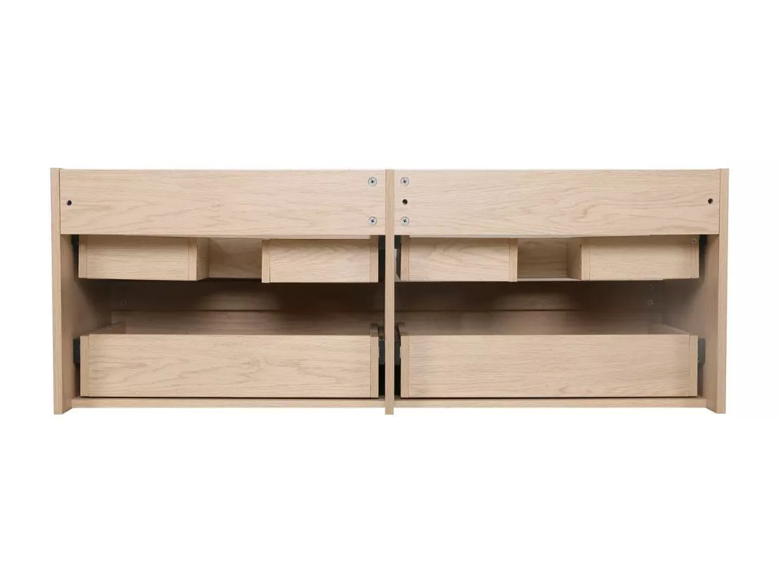 Meuble double vasque décor chêne 120cm + plan double vasque