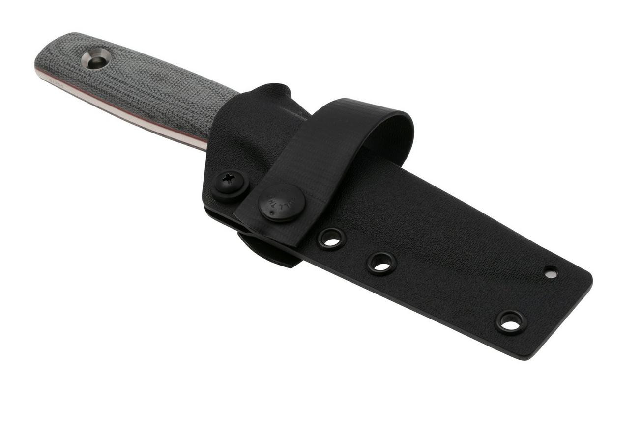 TRC Knives Classic Freedom, FFG Satin Böhler M390, Black Canvas Micarta Red Liner, Kydex Sheath, outdoormes