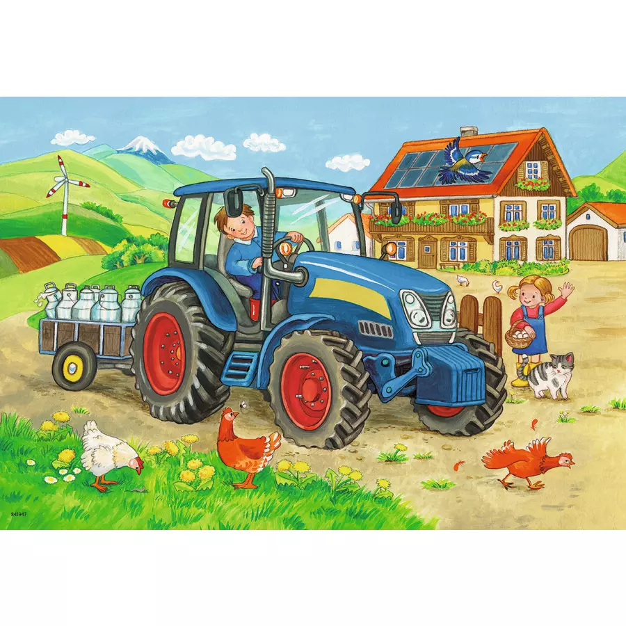 Ravensburger Puzzle 2x12 Teile - Baustelle und Bauernhof