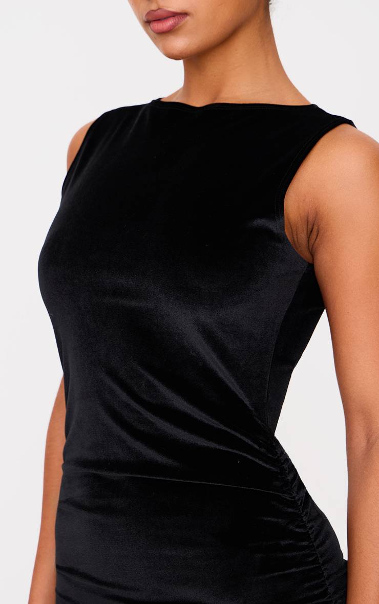 Noir Robe Maxi En Velours À Encolure Bateau