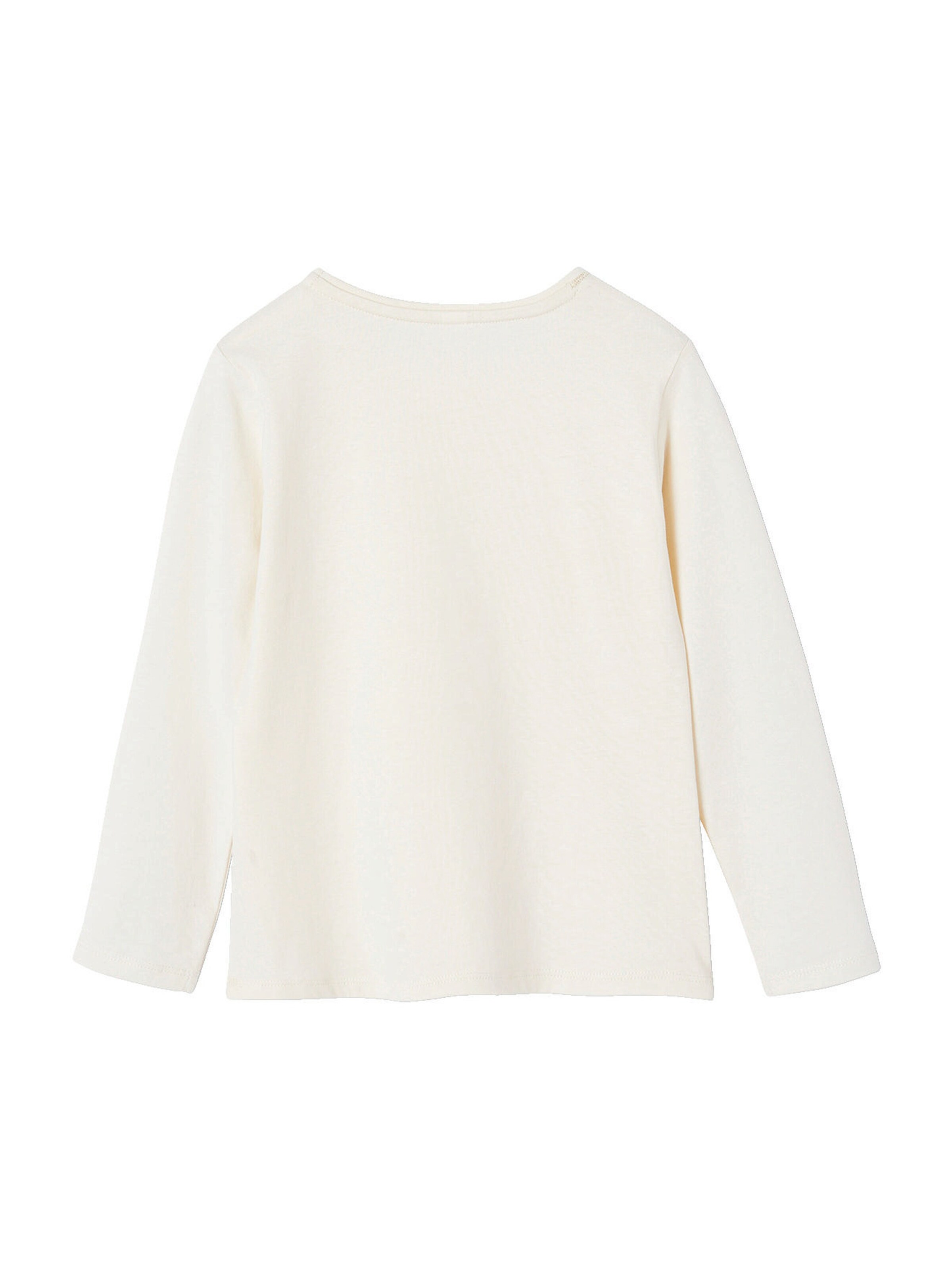 Vertbaudet Mädchen Shirt mit Glitzerherz und Recycling-Baumwolle BASIC wollweiß