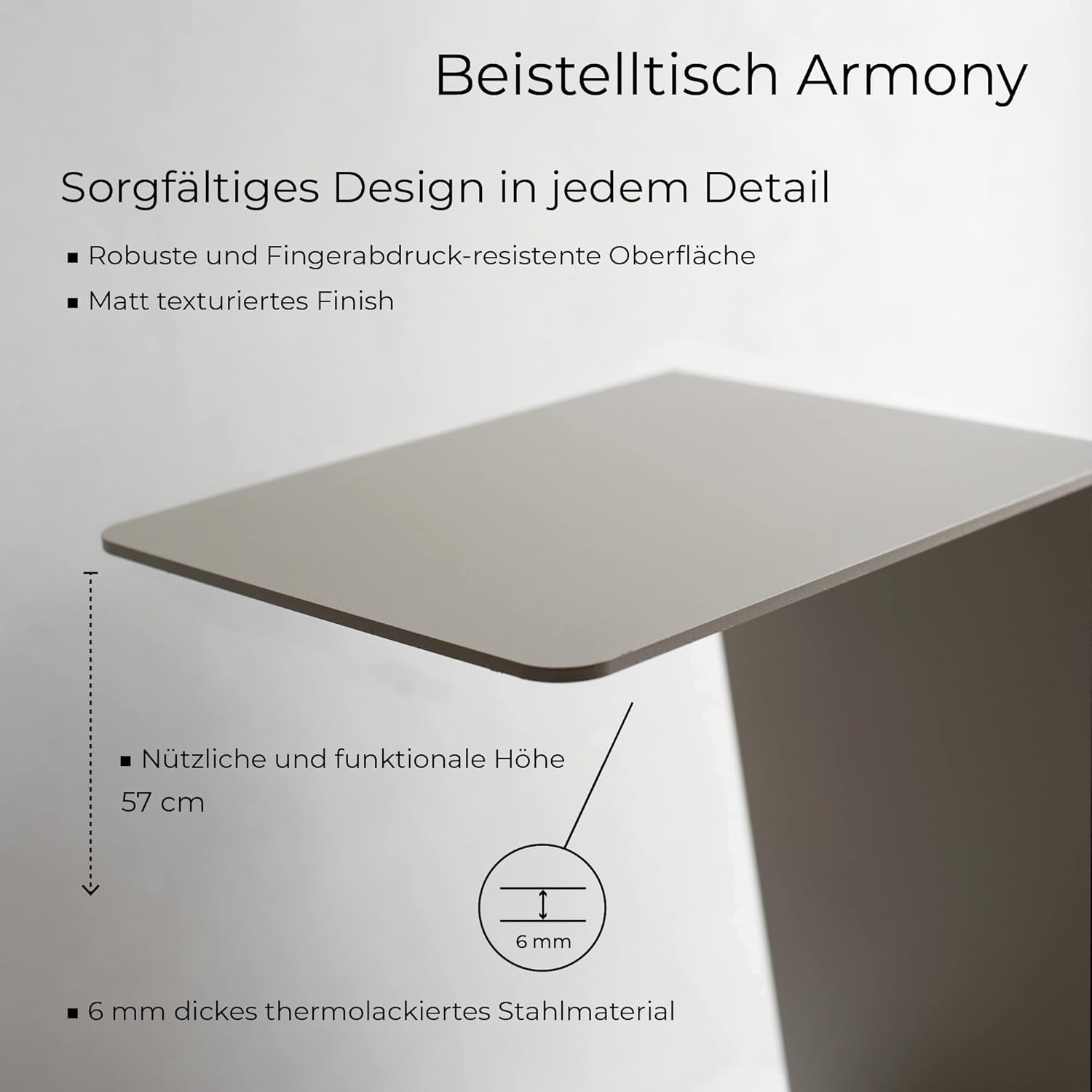 MILUKA Beistelltisch C-Form Beige Metall 30 x 40 cm | Beistelltisch für Sofa, Couchtisch, Nachttisch, Laptoptisch | Modernes Design für Wohnzimmer & Schlafzimmer