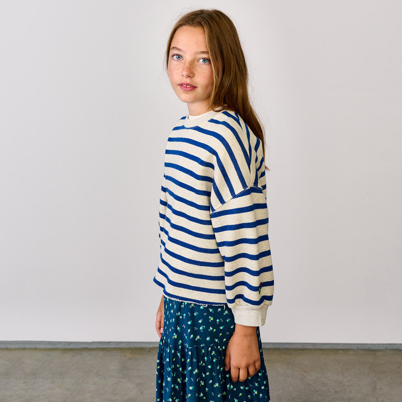 Bellerose Sweat en Coton mélangé Fash à manches ballons rayé marine/écru