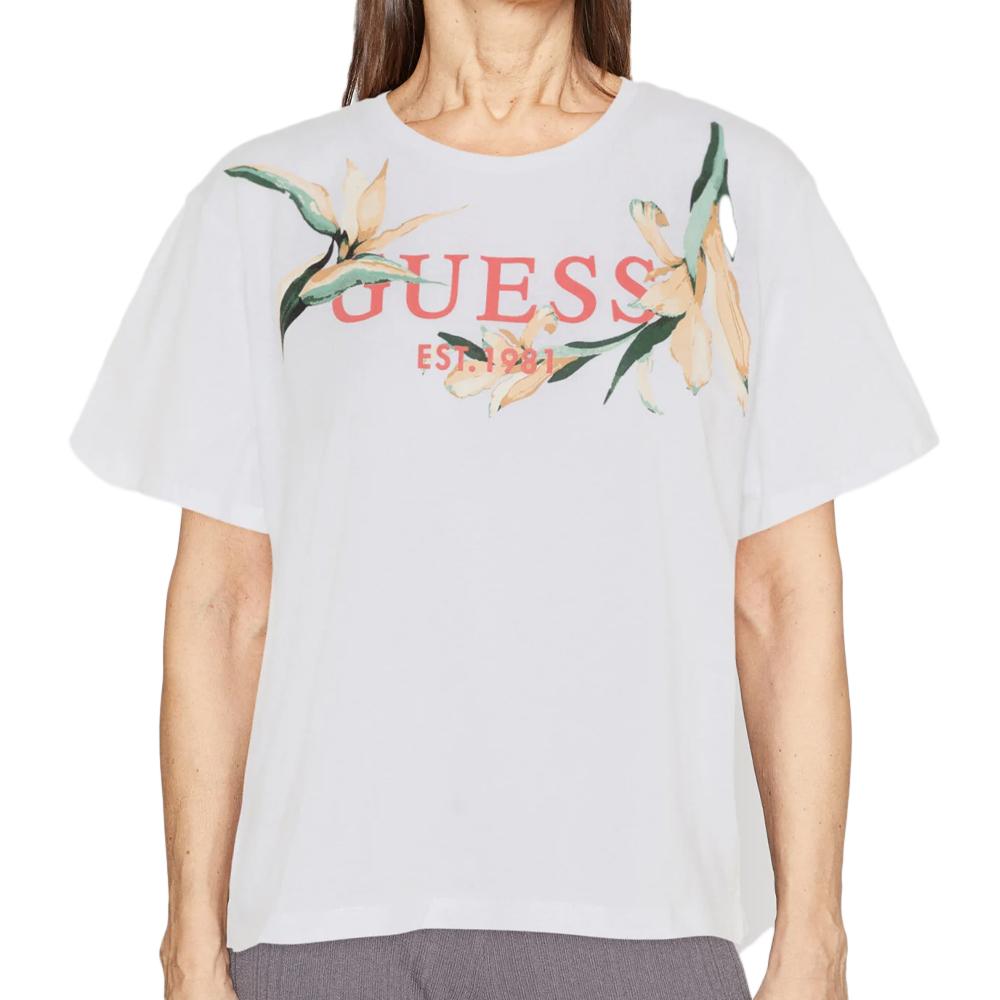 Guess T-shirt Blanc Femme Guess W3GI43JA914