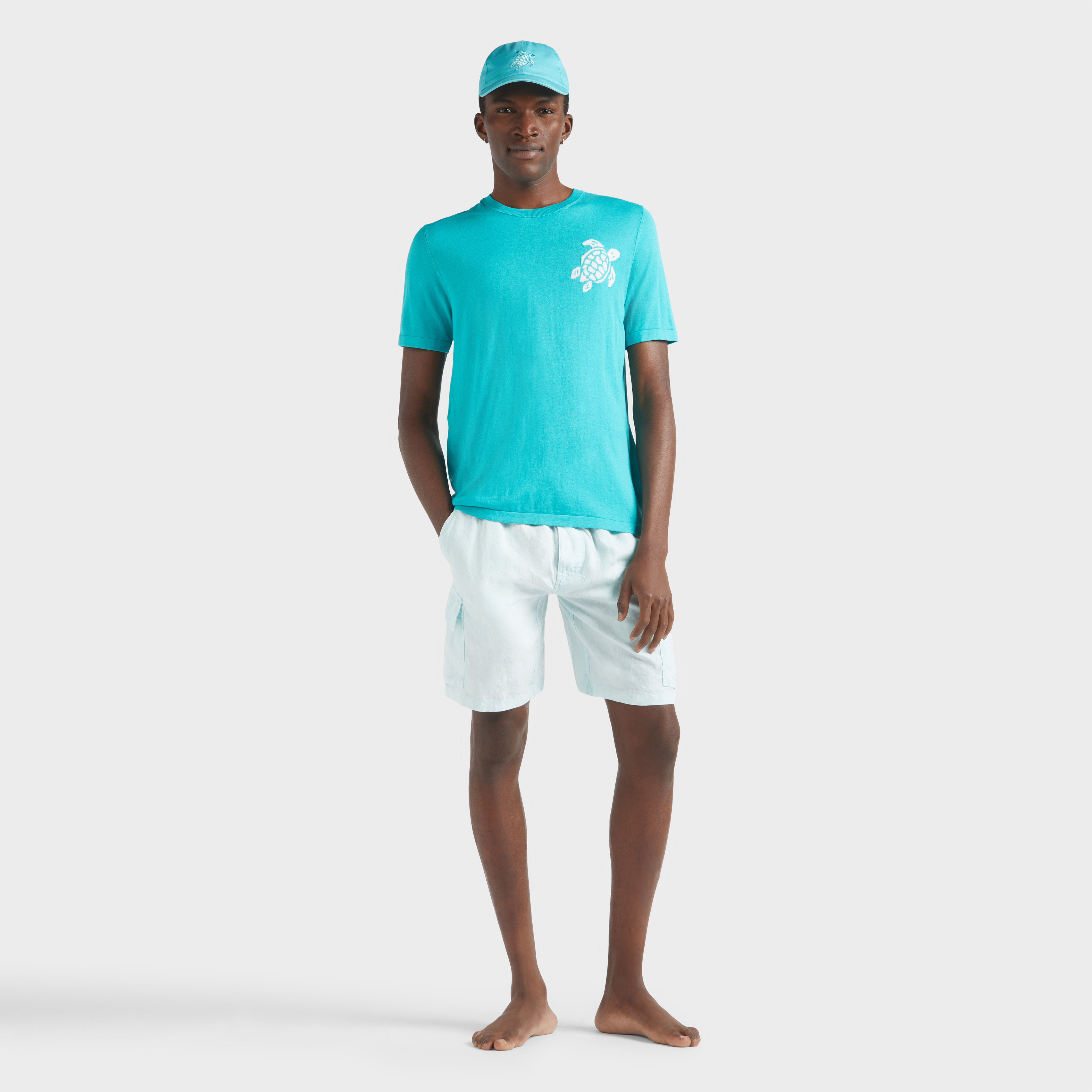 Bermuda poches cargots en lin homme Natural Dye