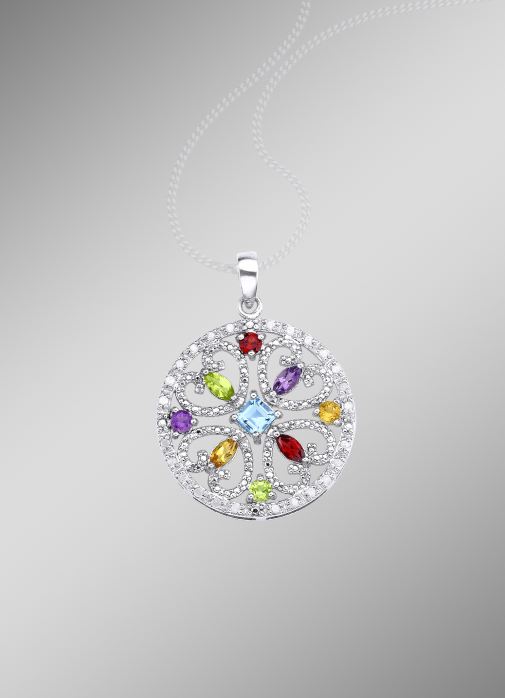 Anhänger mit Diamanten und Edelsteinen