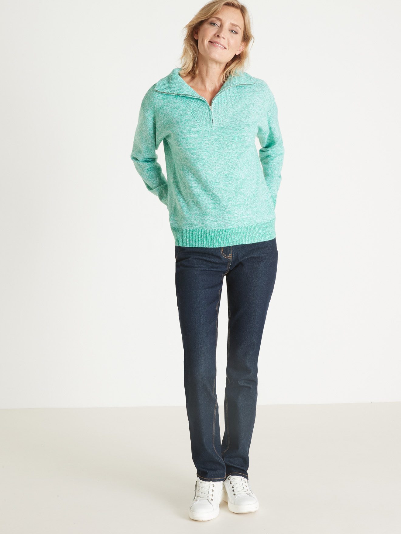 Pull col camionneur en maille chinée