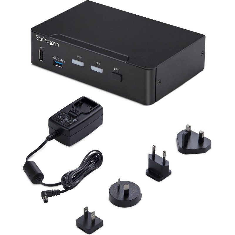 StarTech.com Switch KVM DisplayPort 2 Ports, 4K 60 Hz, DP 1.2, Gestion EDID, Hub USB 3.0 2 Ports, 4 Ports USB HID, Conforme TAA