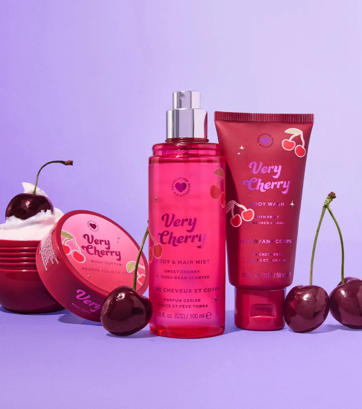 I Heart Revolution - *Midnight Cherry* - Conjunto de Cuidados Corporais Very Cherry