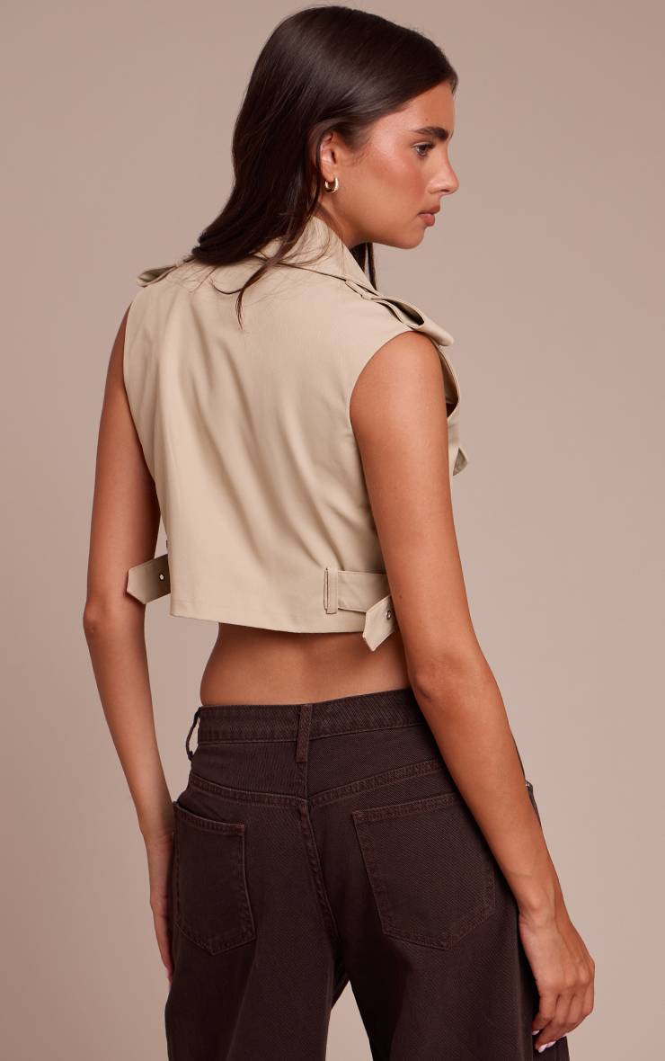 Beige Top Sans Manches Utilitaire