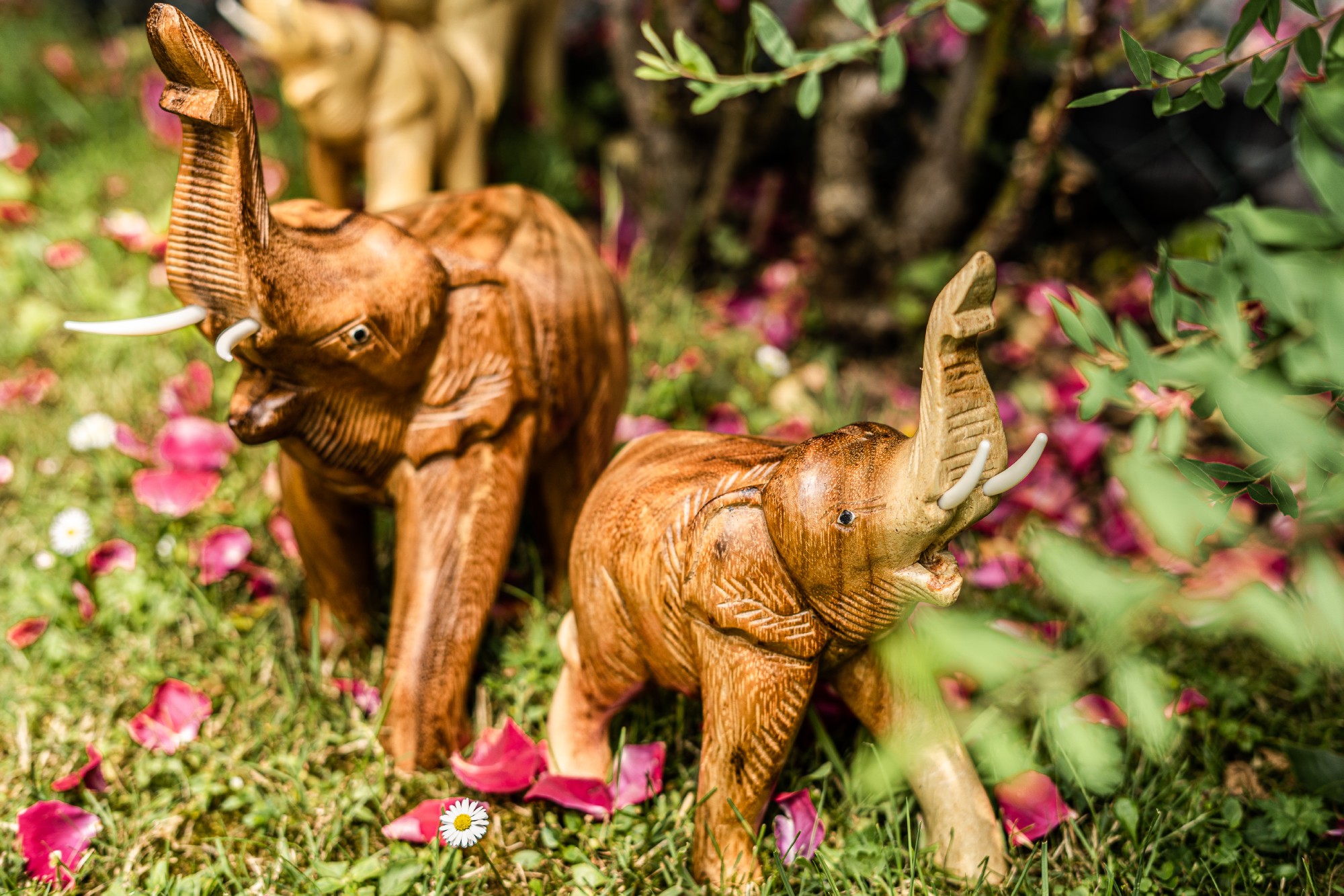 Holz-Elefant 'Kwai' stehend, natur, B 20 cm, H 24 cm, L 9 cm von fischer's lagerhaus