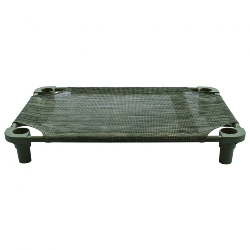 Cama elevada para animais de estimação em metal verde