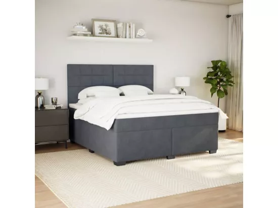 Sommier à lattes de lit et matelas Gris foncé 180x200cm Velours