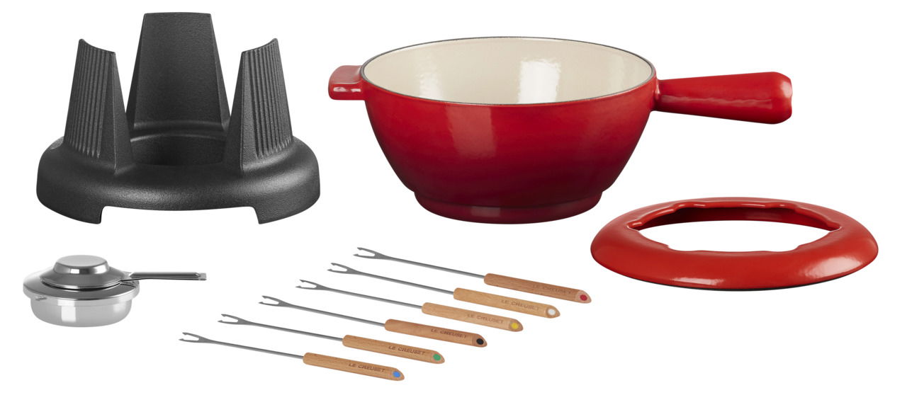 LE CREUSET Käsefondue-Set kirschrot
