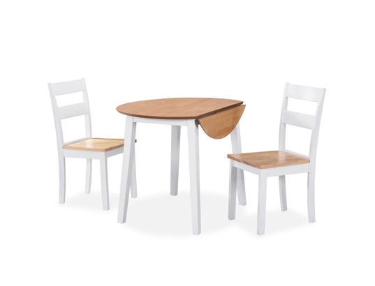 VIDAXL - Ensemble table et chaises Ensemble de salle à manger 3 pcs mdf et hévéa blanc