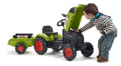 Falk Pedaltraktor med Tilhenger, Grønn