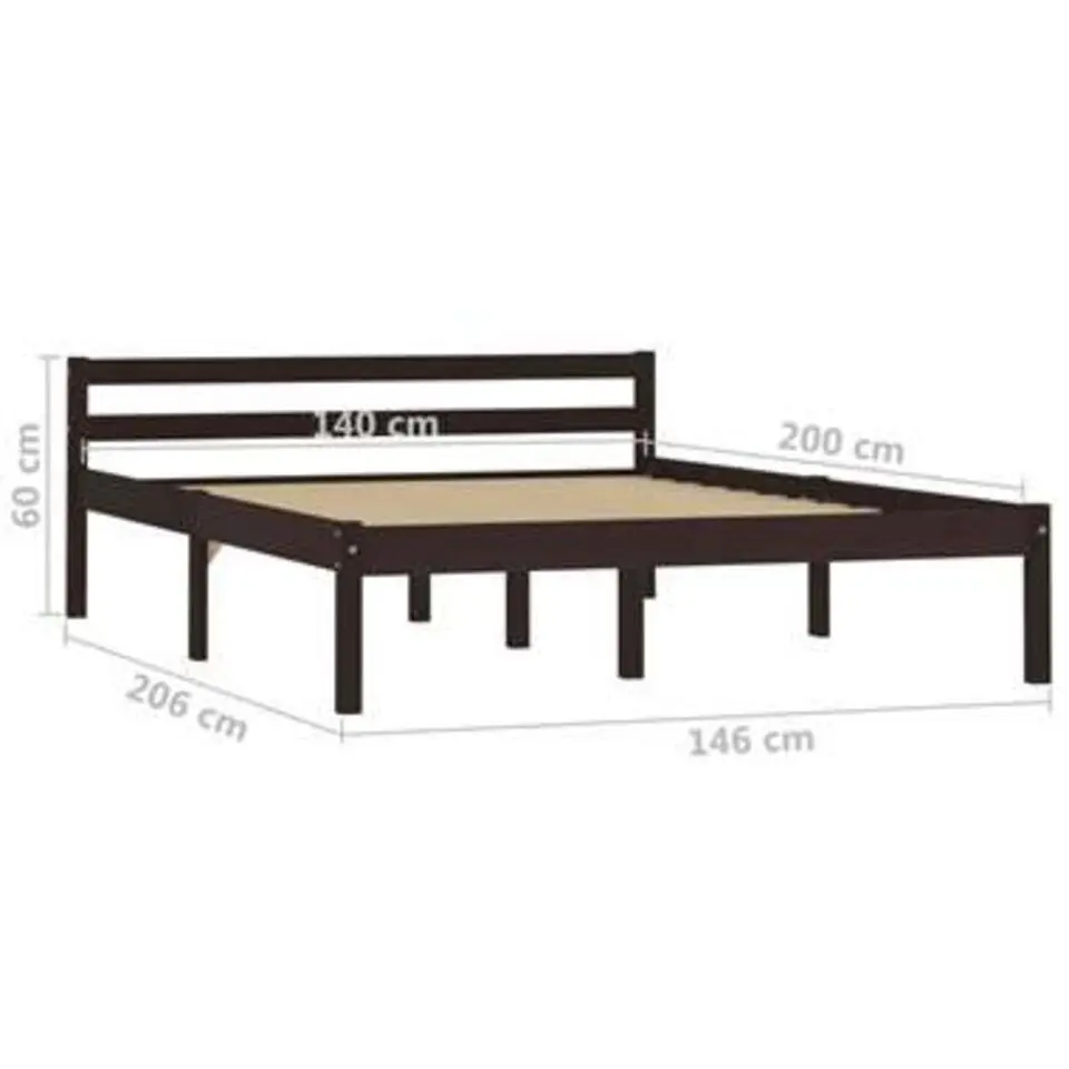 vidaXL - Bed met hoofdeinde - Donkerbruin - Massief grenenhout - 140x200 cm