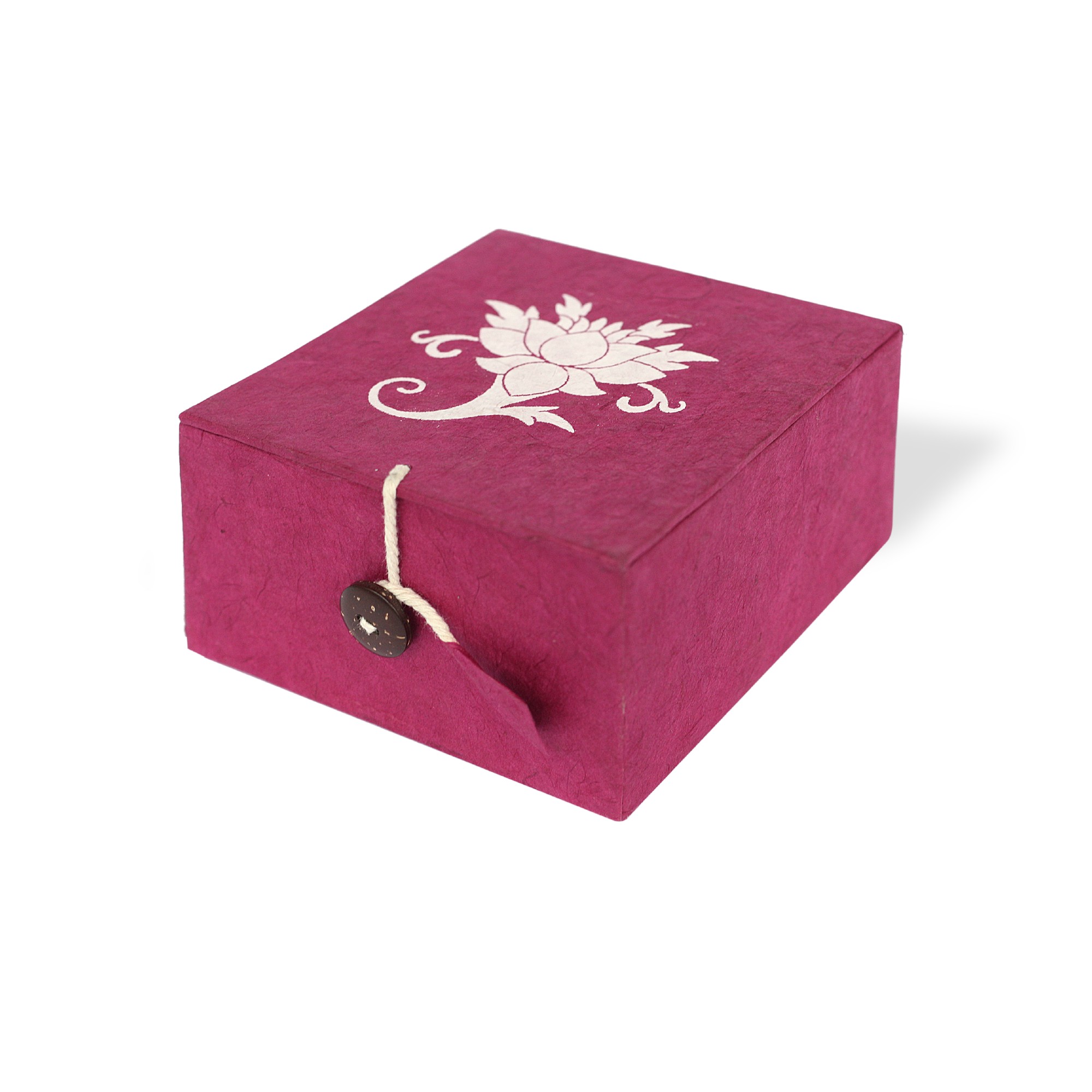 Lokta Box Lotus, pink, T 11 cm, B 11 cm, H 5,5 cm von fischer's lagerhaus