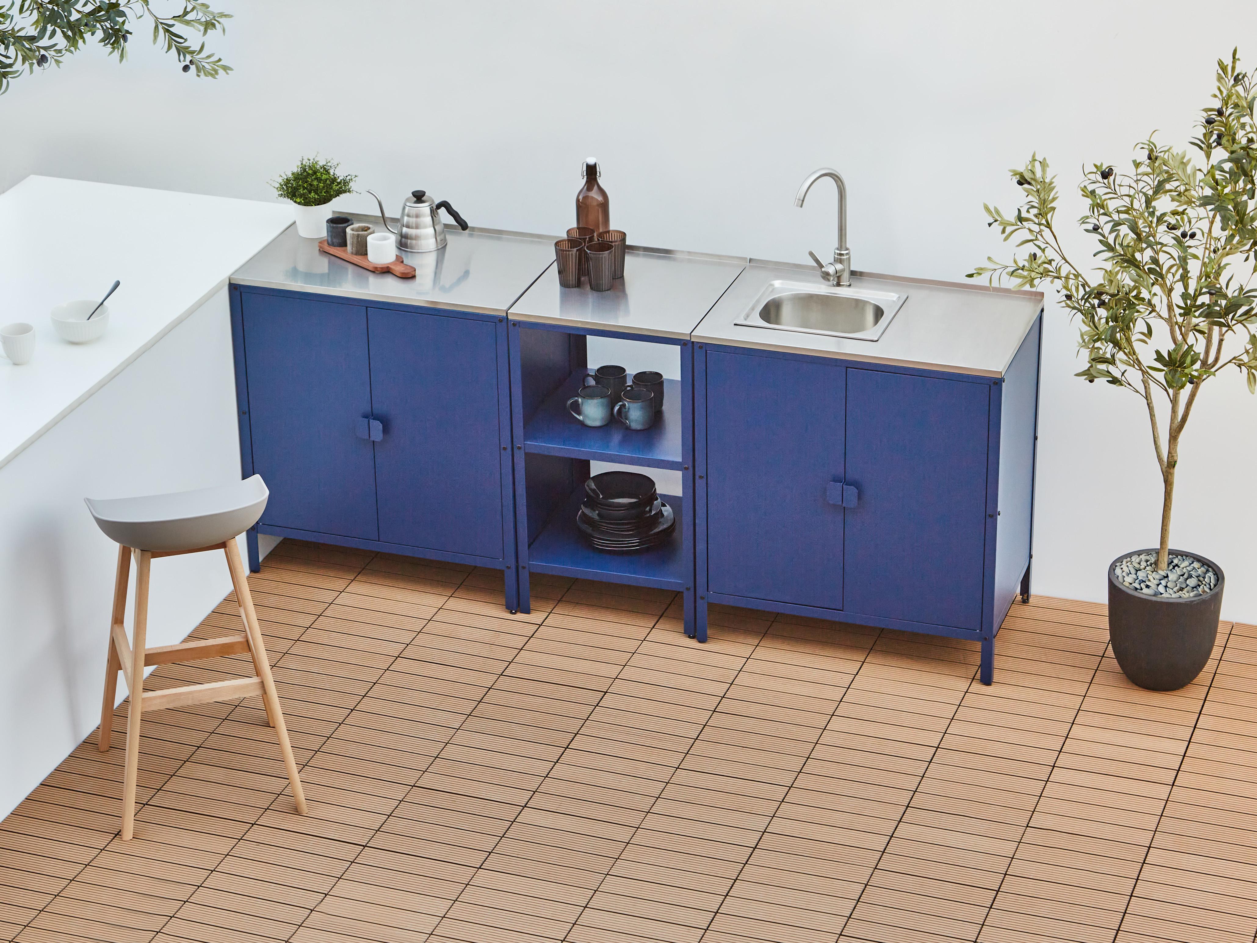 Tuin keukenset 3-delig met spoelbak VILAMA Metaal Blauw