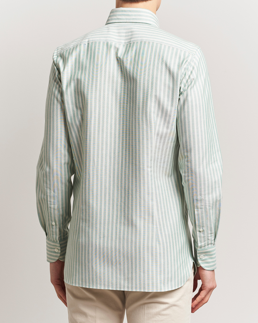 100Hands Striped Japan Oxford Button Under Shirt Green