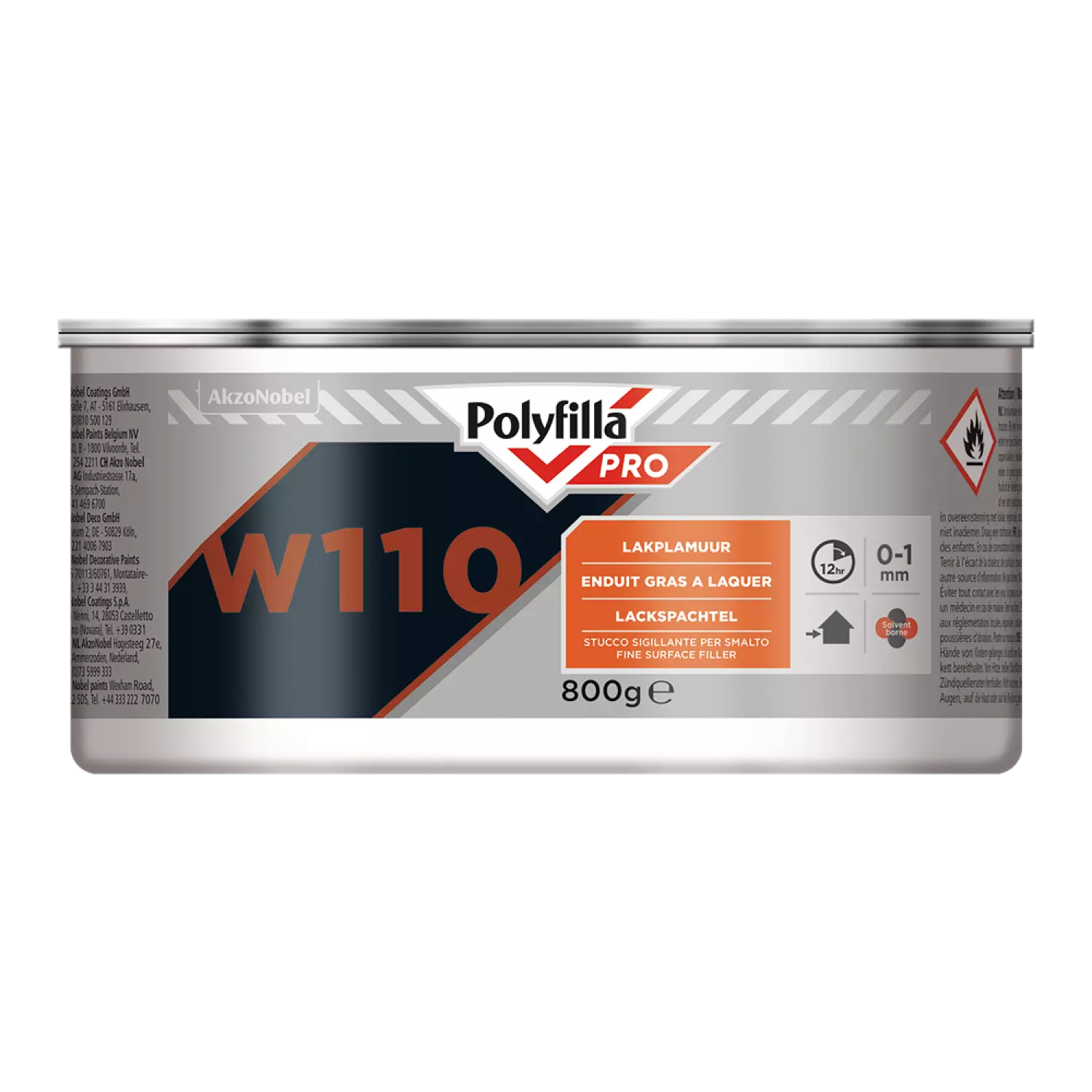 Polyfilla W110 Lakplamuur 800 Gr (Blik)