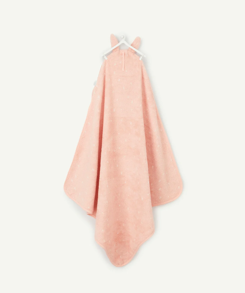 TRIXIECAPE DE BAIN ROSE LAPIN EN COTON BIO BÉBÉ